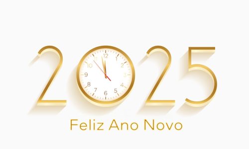 golden 2025 new year clock background design vector