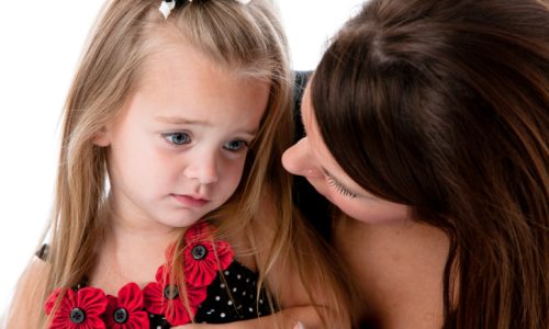Real People: Headshot Caucasian Young Adult Mother Comforting Her Daughter