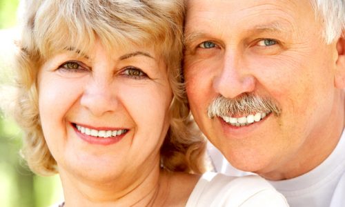 Smiling happy  elderly couple in love outdoor