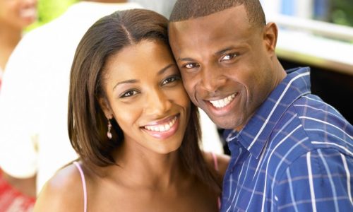 Couple smiling together